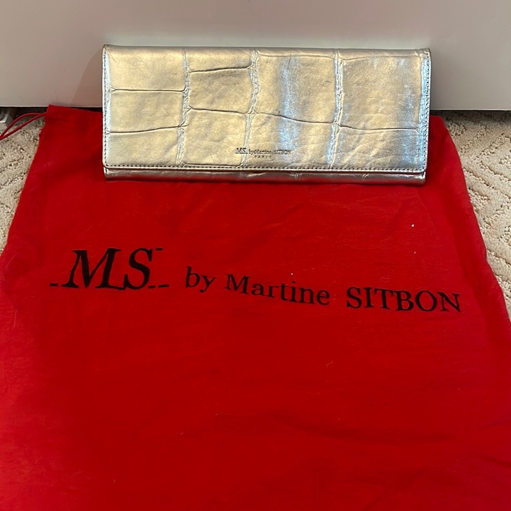 MS by Martine Sitbon silver leather clutch